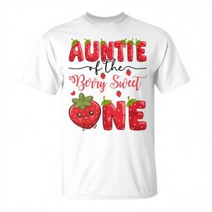 เสื้อยืดวันเกิดครบรอบ 1 ปีของป้าเบอร์รี่ สวีท วัน พร้อมลายสตรอว์เบอร์รี่สำหรับโปรโมชั่น - Product Image 2