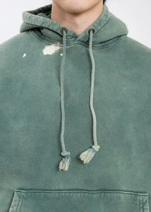 Sudaderas con capucha de invierno con lavado ácido para hombre, ropa de calle de algodón 100%, ropa transpirable con hombros caídos, ropa de calle al por mayor disponible - Product Image 4