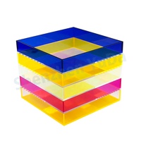 Lucite Perspex couleur vibrante néon Collection de bleu vert jaune Orange rose plateaux acryliques faits à la main plateau de pansement néon
