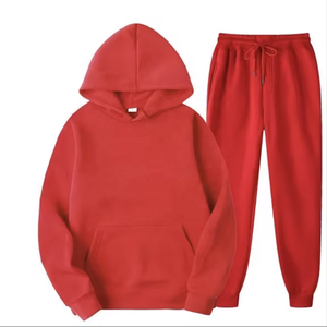 Unisex 2-Piece 100% Cotton Fleece Track Suits Breathable Elastic Waist Hoodie and <b>Sweatpants</b> <b>Set</b> for Men Plus Size Spring Season - Product Image 6
