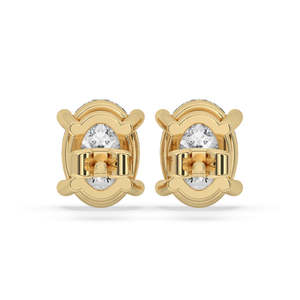Nouvelles boucles d'oreilles clous ovales en diamant pour femme, certifiées IGI, cultivées en laboratoire, à fermoir poussoir, plaqué rhodium, SHREERAJ SOLITAIRE 14K - Product Image 4