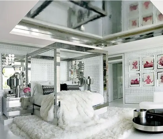 TH-H8284-tienda de campaña completa con espejo, mueble de dormitorio con cabecero alto, con espejo, tamaño Queen y King