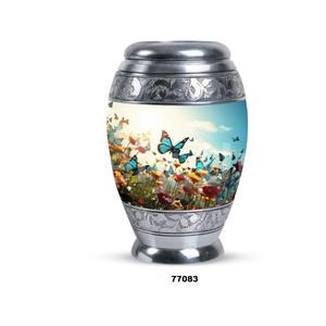 Venta caliente recuerdo de aluminio hermosa mariposa cremación urna para adultos para cenizas humanas con bolsa de terciopelo gratis - Product Image 1