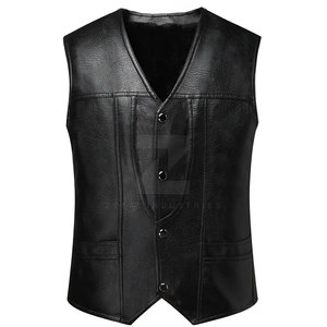 Chaleco de Cuero Genuino sin Mangas para Otoño e Invierno, Cuello en V, Informal, de la Mejor Calidad, Ligero, Transpirable y Personalizable para Hombre - Product Image 1