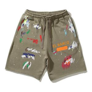 Pantalones Cortos de Verano para Hombre, Tallas Grandes, de Algodón Grueso, con Estampado de Grafiti, Bolsillos, Estilo Urbano, Desgastados, con Acabado Ácido, Personalizados OEM ODM - Product Image 5