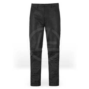 Pantalon droit décontracté coupe cintrée en cuir pour homme avec fermeture boutonnée en tissu léger et respirant et finition brillante - Product Image 1