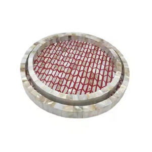 Vaisselle de forme ronde créative ensemble de 2 plateaux de service en bois moderne avec plateau de service en nacre à bon prix - Product Image 1