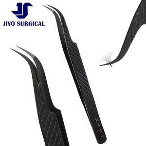 Pinzas de pestañas negras duraderas de acero inoxidable con punta puntiaguda precisa para extensiones de pestañas y herramientas de maquillaje - Product Image 1