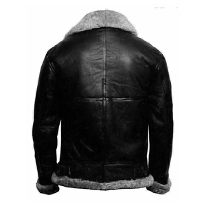 Heavyweight Comfortable Material Unique Style <b>Shearling</b> Leather <b>Jacket</b> Waterproof Custom Logo Regular Size Leather <b>Jacket</b> - Product Image 4