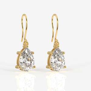 Lab Grown <b>Diamond</b> <b>Dangle</b> <b>Earrings</b> 18K Gold with Pear Cut Elegant <b>Diamond</b> Jewelry - Product Image 3
