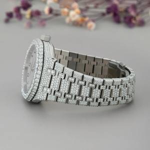 Montre Hip Hop en Moissanite et Diamant, Boîtier Plaqué Argent Massif 925 avec Pierres Rondes Taille Brillant, Entièrement Serties VVS Cla - Product Image 3