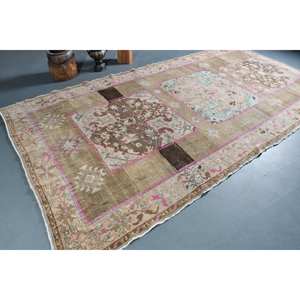 Alfombra turca clásica Vintage Beige marrón 6,8 'X 12,7 'hecha a mano lana látex respaldo Rectangular Patchwork patrón para adolescentes - Product Image 2