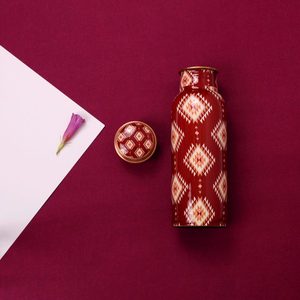 ขวดน้ำทองแดงบริสุทธิ์พิมพ์ลายสีเขียวล้วนสำหรับเก็บและเก็บน้ำ - Product Image 6