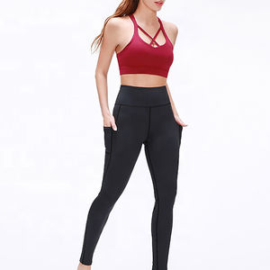 Ensemble de Yoga pour femmes de haute qualité Simple soutien élevé antibactérien couleur unie sans couture soutien-gorge de sport Leggings avec Logo avant - Product Image 2