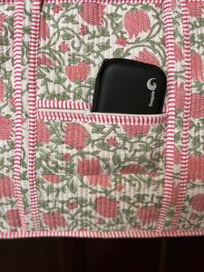 <b>Large</b> Cotton Quilted Zipper Tote <b>Bag</b> Travel Hand <b>Bag</b> For <b>Women</b> Shopping Tote <b>Bags</b> Handmade <b>Weekender</b> Overnight <b>Bags</b> Beach <b>Bag</b> - Product Image 5