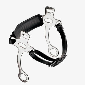 En gros Mors équestre en acier inoxydable de type Hackamore à embouchure lisse avec bride en cuir pour l'entraînement, la course et l'équitation - Product Image 5