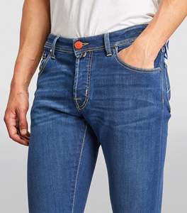 Pantalon droit en denim bleu pour hommes, vêtements de plein air à la mode, délavés et respirants pour la saison estivale, dernière conception, vente en gros - Product Image 4