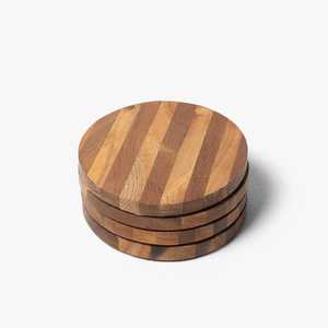 Ferro Hyde Coaster Stylish Round Shape Wooden Coaster <b>Set</b> 6 and 1 Coaster Holder Fit for Tea Cups Coffee <b>Mugs</b> and Glass (Brown) - Product Image 6