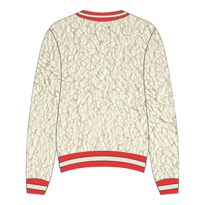 Sudadera Neutral de Felpa Sherpa con Cuello Redondo, Parche Grande de Chenilla de la Fraternidad Kappa Alpha Psi y Ribete Rojo Tejido, Ropa Griega - Product Image 4