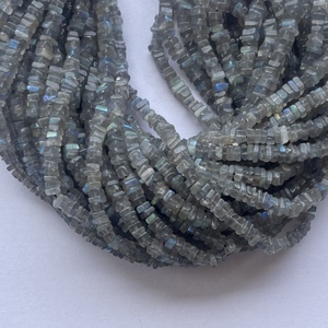 4mm 6mm Natural Gray Labradorite Stone Smooth Flat Square <b>Heishi</b> Gemstone <b>Beads</b> Strands Wholesale Semi Precious Jewelry Making - Product Image 2