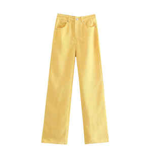 2025 nuevos pantalones vaqueros coreanos rectos de cintura alta para mujeres estudiantes lindos pantalones casuales Retro de pierna ancha a cuadros pantalones de mezclilla sueltos para - Product Image 2