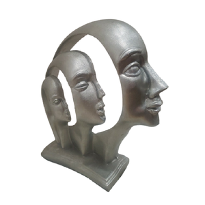 Escultura de metal decorativa Lady Face Table Decore con acabado de plata antigua Artículo de decoración única para el hogar - Product Image 6