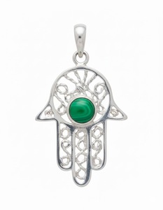 925 Sterling Silver Turquoise Hamsa Main Hébreu Juif Bijoux Pendentif Collier Judaïsme Judaica - Product Image 1