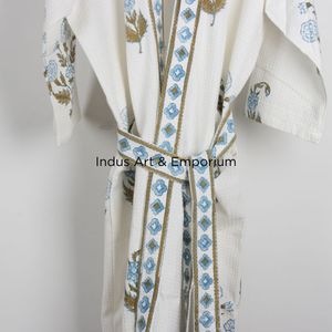 Vente en gros kimono en coton gaufré imprimé à la main - Product Image 2