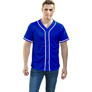 Logo personnalisé d'usine Sublimation en gros pour l'équipe de New York T-shirt de baseball à col en V vierge pour hommes Uniformes de softball personnalisés - Product Image 1