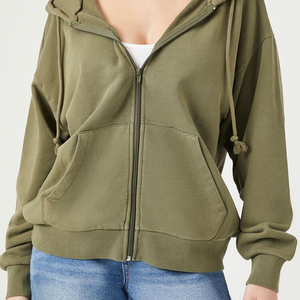 Sudadera con capucha informal personalizada para mujer, sudaderas con capucha y sudaderas con cremallera recortadas de gran tamaño para mujer - Product Image 4