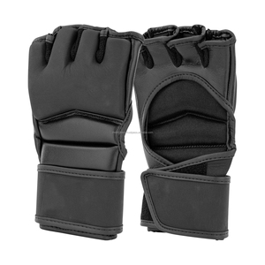 Bulk Custom MMA Gloves Leather Breathable Adjustable Wrist Strap Hook Loop Closure Half Finger/Fingerless Lightweight - Product Image 1