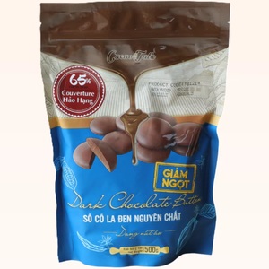 Venta al por mayor a granel Botón de chocolate oscuro real 65% cacao amargo dulces alimentos panadería 1KG certificado Halal OEM buen precio - Product Image 1