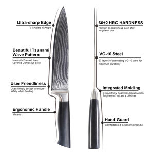 Couteaux de cuisine Damas multi-usages de haute qualité, super tranchants, ensemble de couteaux de chef japonais - Product Image 2