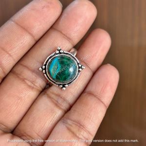 แหวนพลอยคริสโคลลามาลาไคต์ชุบเงินขายดี เครื่องประดับทองเหลืองทันสมัยสำหรับงานหมั้น งานแต่งงาน หรืองานปาร์ตี้ - Product Image 2