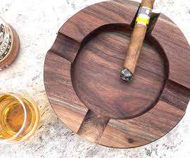 Cenicero Redondo de Madera Hecho a Mano para Decoración del Hogar, Cenicero de Mesa de Tamaño Personalizado, Estilo de Diseño Clásico - Product Image 2