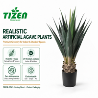 Plante d'Agave Artificielle de 100 cm en Pot, Fausse Plante Succulente, Pot Noir, Matériau PE, Résistant aux UV, pour Décoration Intérieure et Extérieure