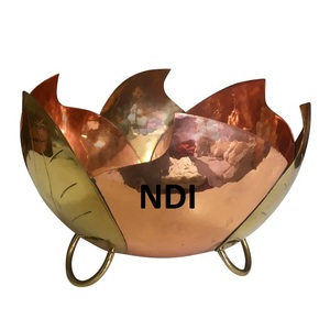 Handcrafted Two-Tone Brass Metal Fruit Server Bowl Luxury Design Decorative <b>Dinnerware</b> for Party Table Fruit Bowl - Product Image 1