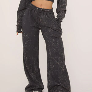 Conjunto de Sudadera Corta y Pantalones de Chándal de Algodón Personalizados, Estilo Vintage Lavado Ácido, Pantalones Anchos de Pierna Ancha, Estilo Urbano, Chándal Corto - Product Image 5