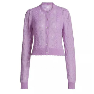 Cárdigan ligero con cuello en V para mujer, tejido de encaje, manga Regular, suave, transpirable, prendas de vestir exteriores, informal, de invierno - Product Image 1