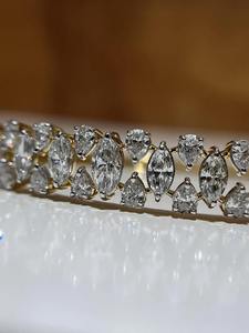 สร้อยข้อมือเพชรรูปลูกแพร์สุดหรูกำไลข้อมือครึ่งเม็ดอัญมณีแบบซ้อนได้เครื่องประดับคริสต์มาส - Product Image 5