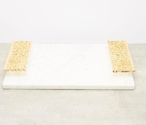 Bandeja Decorativa de Mármol para Servir con Asas de Hoja de Aluminio, Elegante Plato para Mesa de Comedor, Encimera de Cocina, Decoración del Hogar - Product Image 6