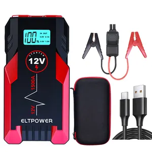 Démarreur de voiture 12800mAh 1400A Peak Current Jump Start avec lampe de poche Jump Pack Câbles de sécurité avec USB Quick Charging