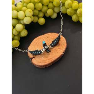 Collier Aigle Zuni Fait Main en Turquoise et Pierres Multicolores avec Sertissage Canal et Incrustation en Argent Sterling - Product Image 3