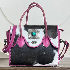 Custom Handcrafted Genuine Leather Hair <b>On</b> Cowhide Leather Tote <b>Bag</b> New Genuine Leather Turquoise Concho Women Casual Handbag - Product Image 1