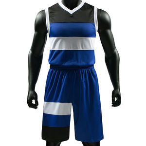 Ensemble de maillots et shorts de sport de basketball imprimés, respirants, anti-transpiration et antibactériens pour hommes adultes, personnalisés pour l'entraînement en équipe - Product Image 1