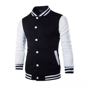 Chaqueta con letras de manga larga con estampado personalizado para hombre, chaquetas de béisbol universitarias lisas en blanco - Product Image 2