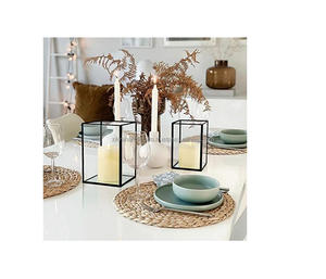 Lampe porte-bougie en or avec centre de Table de mariage de maison trempé clair décoration et accessoires lanterne décor de noël - Product Image 5