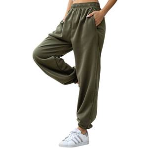 Pantalon de survêtement Cargo à jambes larges pour femmes personnalisé décontracté coton polaire Streetwear Joggers Baggy pantalon pantalon avec poche - Product Image 5