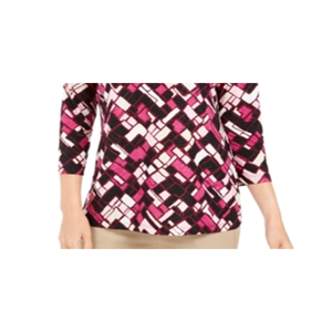 Top Rosa Jacquard da Donna JM Collection Vestibilità Ampia con Logo Ricamato in Chiffon Popeline Taglia XL per Feste Stile Carino Pezzo Singolo - Product Image 3