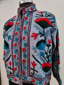 Veste bohème exclusive pour femmes, manteau brodé à la main en coton et tissu TNT, design SALT - Product Image 2